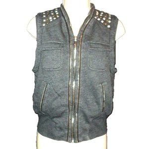 Juicy Couture Women's Size M Slouchy Moto Vest Gray Full Zipped Studded NEW